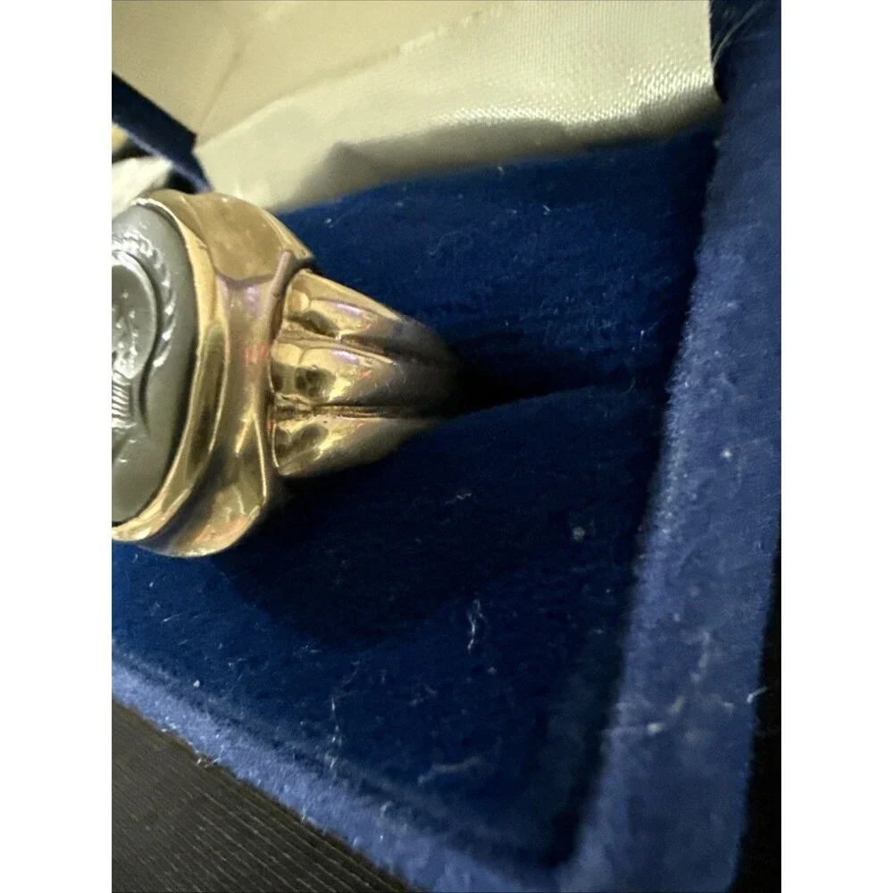 VTG 10K Yellow Gold Ostby & Barton Intaglio Signet Hematite Ring 10.61g Sz 12